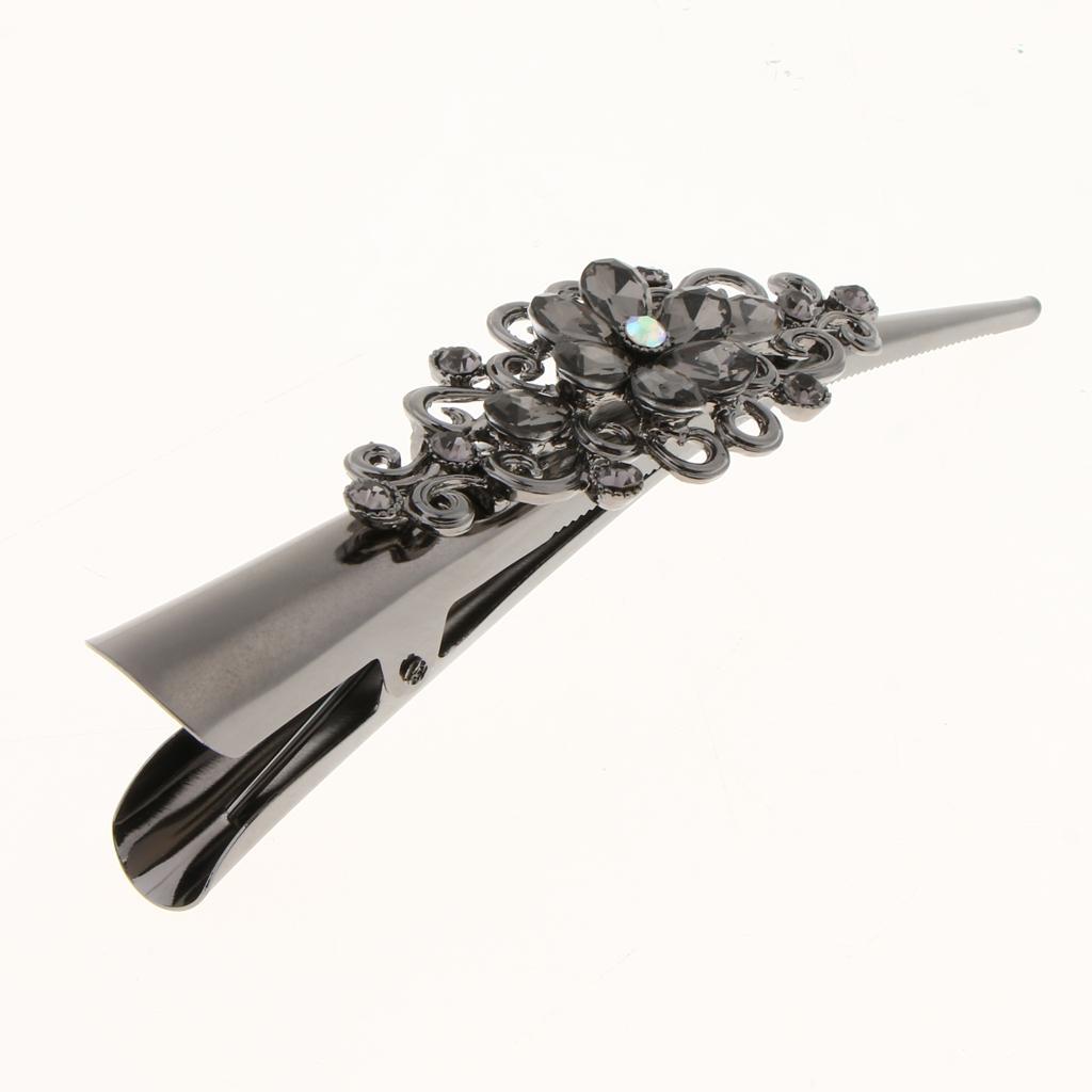 4x Fashion Hair Styling Tool Women Plated Rhinestone Hair Clip Duckbill Clip
