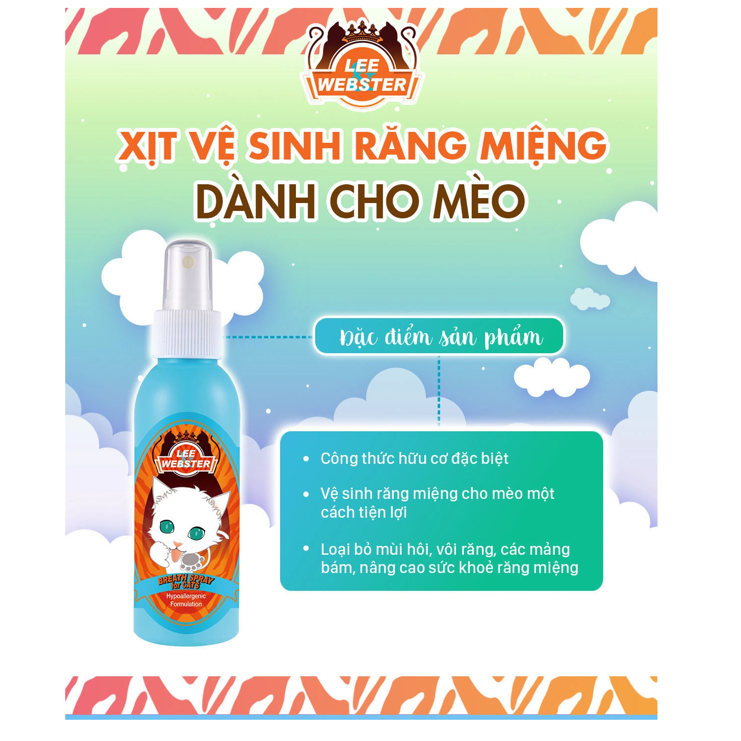 Xịt Vệ Sinh Răng Miệng Cho Mèo Lee & Webster 130ml