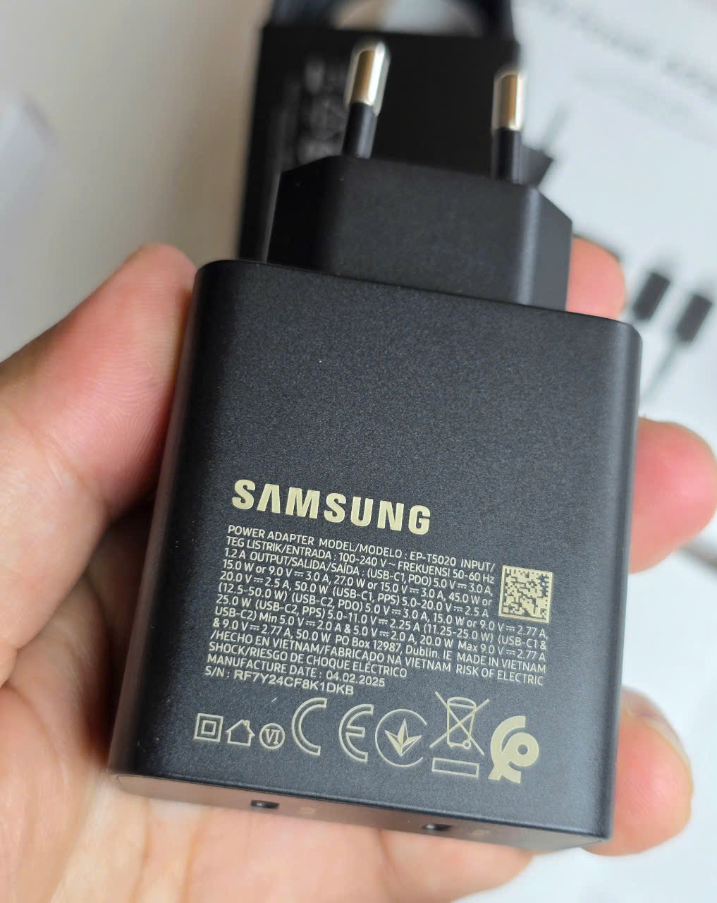Bộ sạc nhanh Samsung 2 Cổng (50W + 25W) Kèm Cáp 5A 1M8 Hàng chính hãng