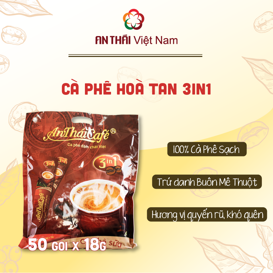 Cà Phê Sữa 3in1 AnTháiCafé - Túi 50gói x 18g