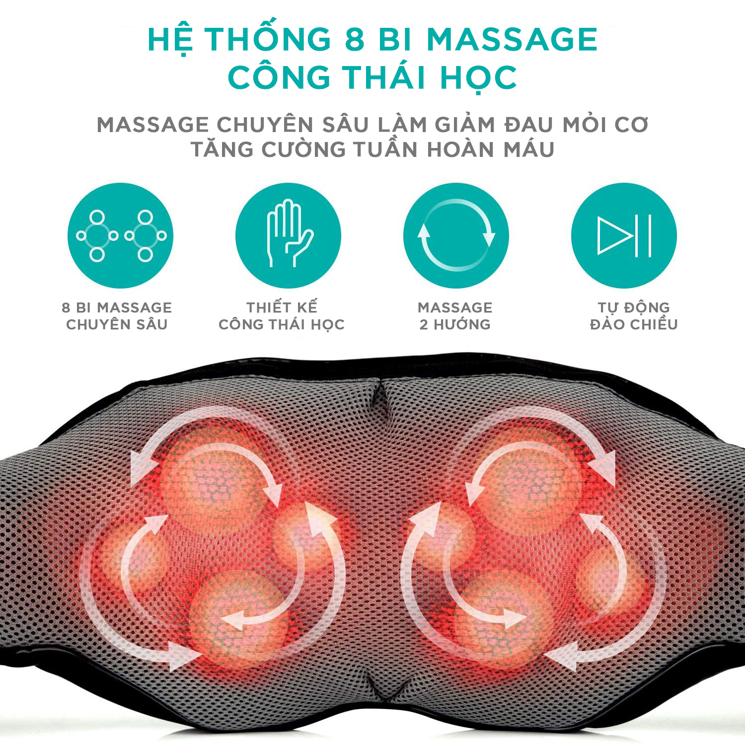 Máy Massage Toàn Thân KINGTECH KH300 - Mát xa Chuyên Sâu Cho Cổ, Vai, Lưng, Chân - Chính Hãng