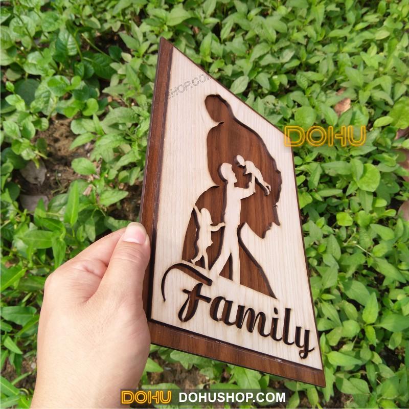 Tranh Treo Tường Gỗ Handmade DOHU001: Family - Thiết Kế Đơn Giản, Độc Lạ, Sang Trọng