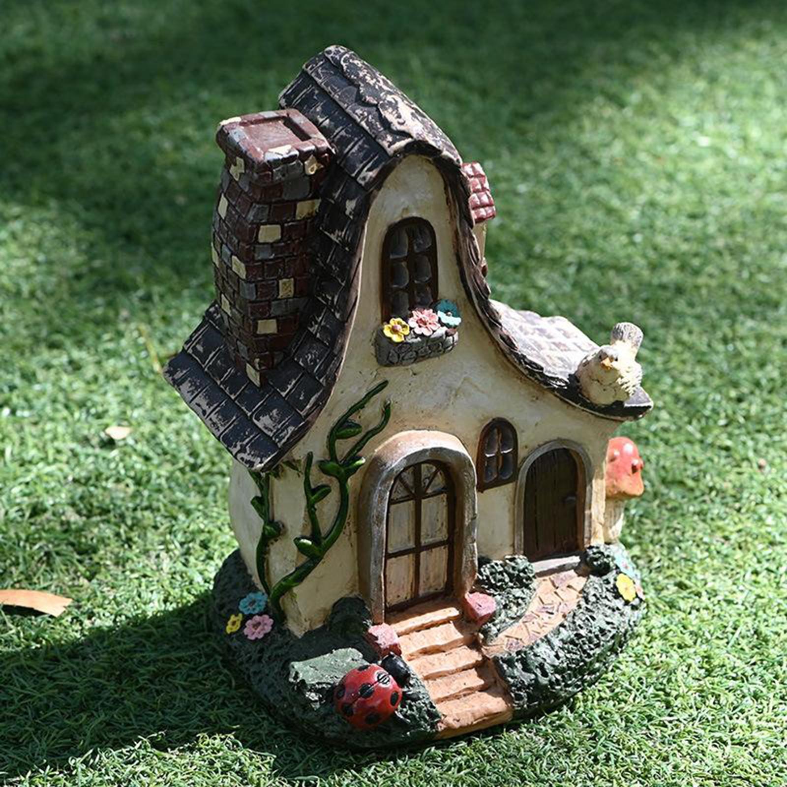 Resin Fairy Garden House Accessories Miniature Figurines Fairy Garden Supplies Dercoration for Outdoor Lawn Porch Roof