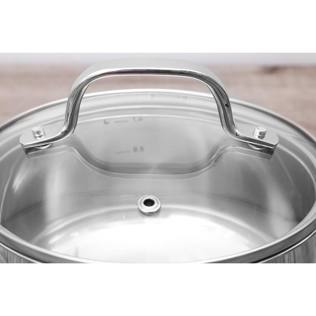 Bộ Nồi 5 Đáy Inox 304 Cao Cấp Bếp Từ Fivestar Plush FPB55D001 Nắp Kính , bảo hành 25 năm , tặng 1 vá canh inox