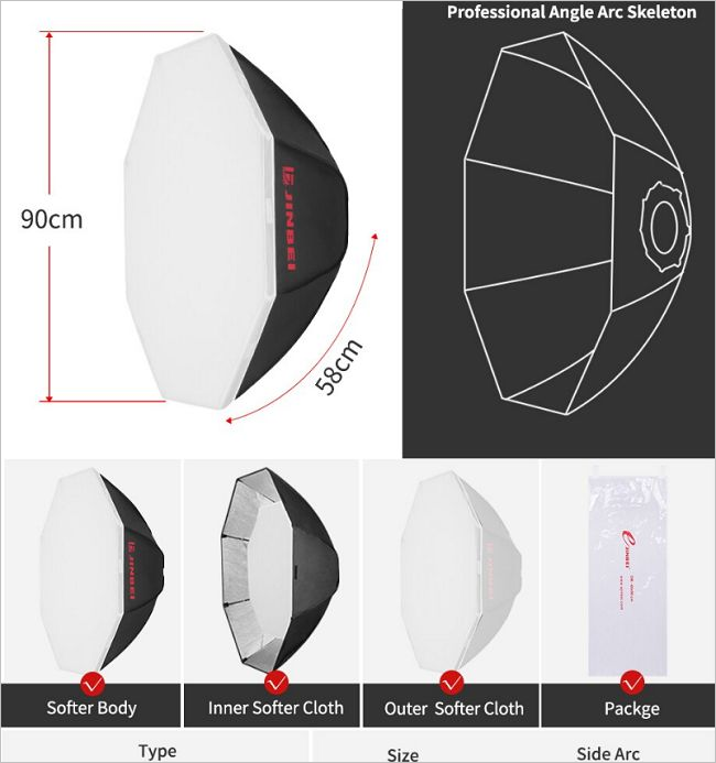 Softbox bát giác Jinbei 90cm Hàng Chính Hãng