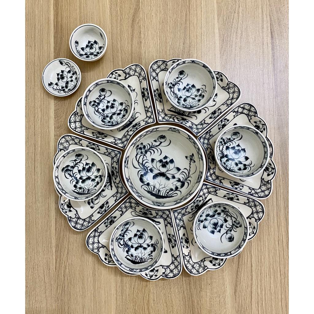 Bộ Đồ Ăn Cánh Hoa Mặt Trời Vẽ Hoa Làm Từ Gốm Sứ Sang Trọng Tinh Tế Dễ Vệ Sinh
