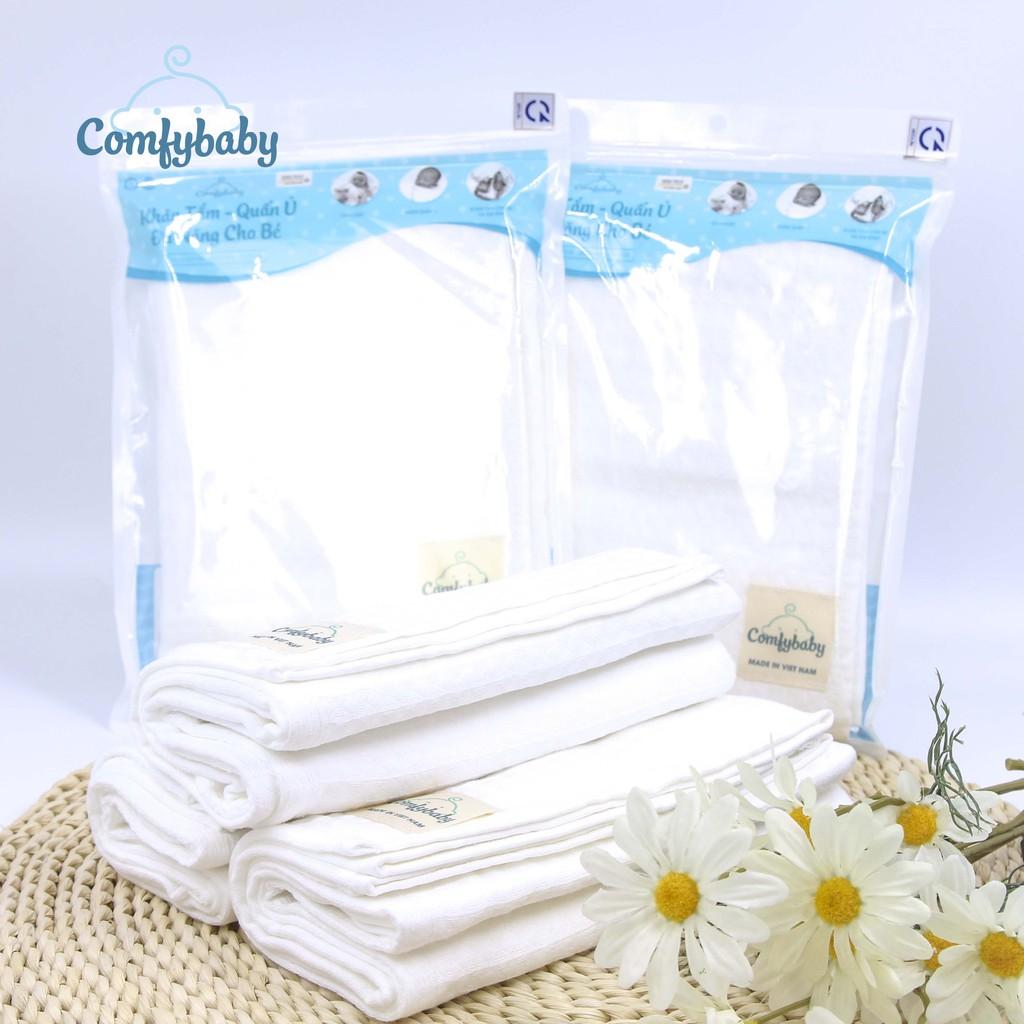 Made in Việt Nam - Khăn tắm đa năng 100% Cotton cho bé và gia đình Comfybaby - phù hợp sử dụng như chăn đắp, quấn ủ bé kích thước 70*70cm