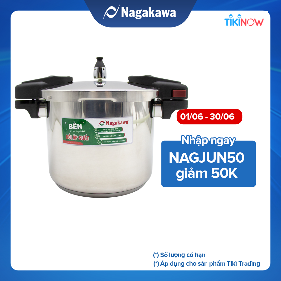 Nồi Áp Suất Cơ Inox Cao Cấp Đáy Từ Nagakawa NAG1452 (5L) - Dùng Trên Mọi Loại Bếp - Hàng Chính Hãng