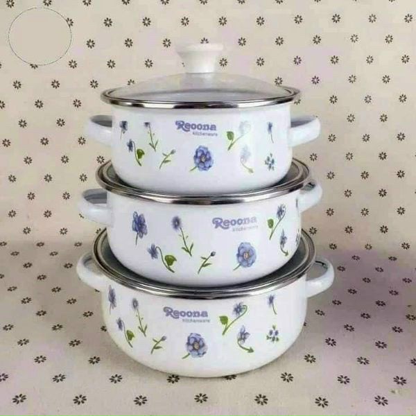 SET 3 NỒI SỨ - THỐ SỨ HOA TRÁNG MEN CAO CẤP
