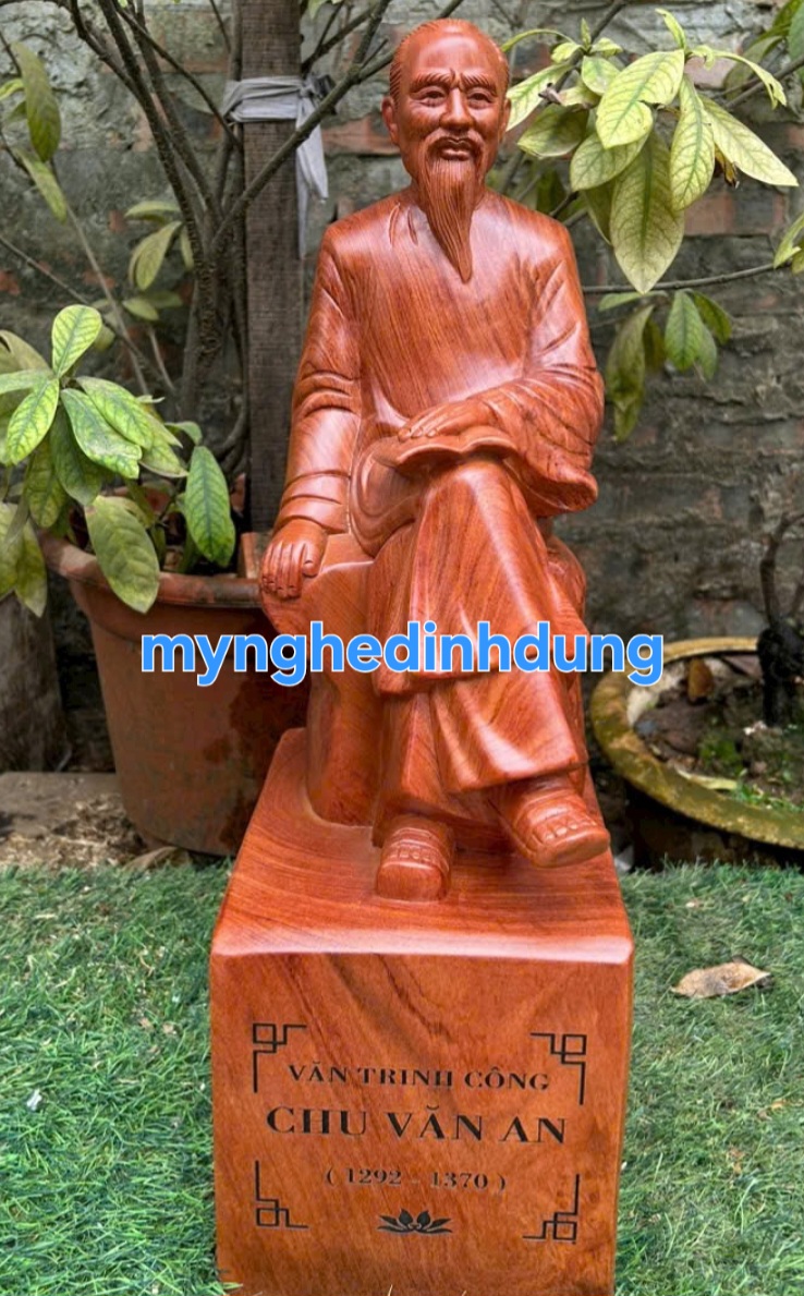 Tượng thầy chu văn an gỗ hương đá cao 50x20x17cm