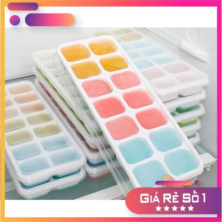 Khay Làm Đá Silicon ️ Khay Trữ Đông ️ Đồ Ăn Dặm Cho Bé An Toàn CÓ NẮP TRÁNH BỊ MÙI TỦ LẠNH