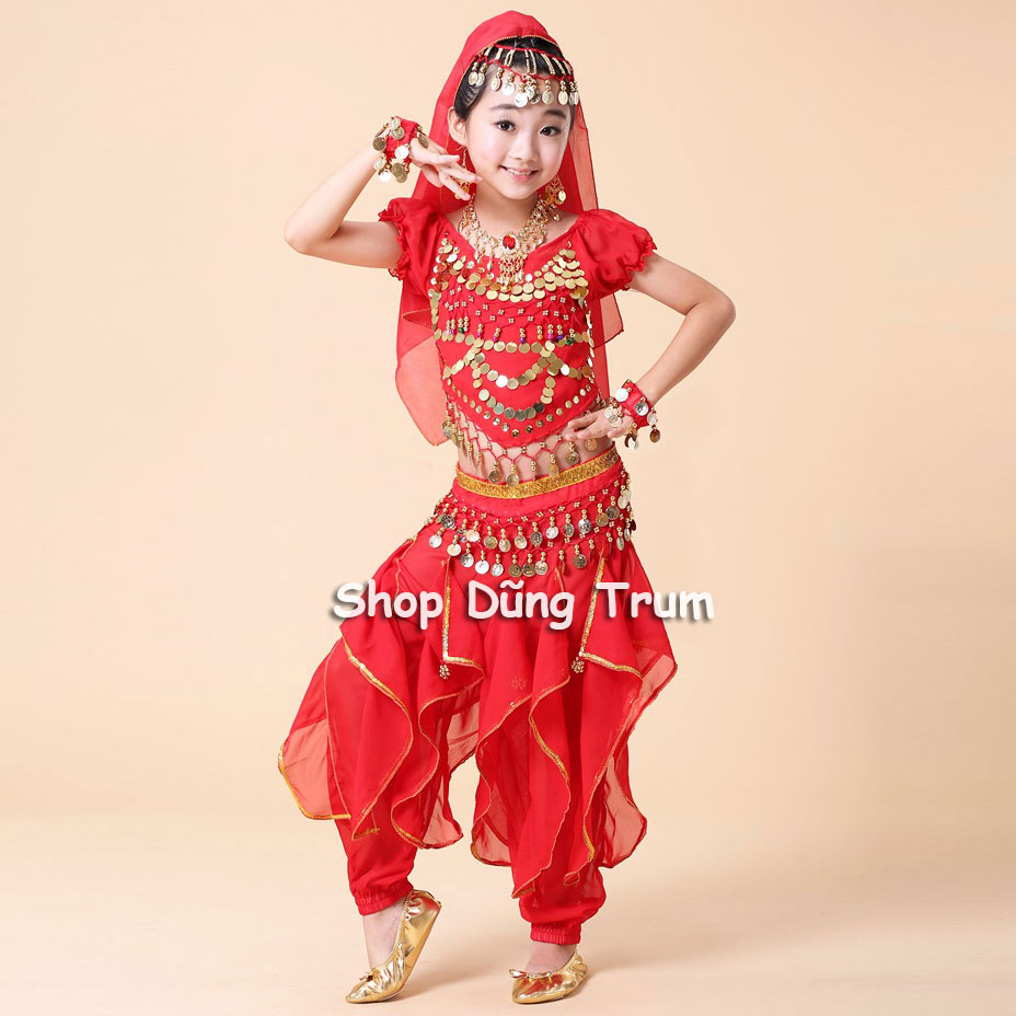 Trang phục múa Ấn độ trẻ em (Quần khế - Áo cộc