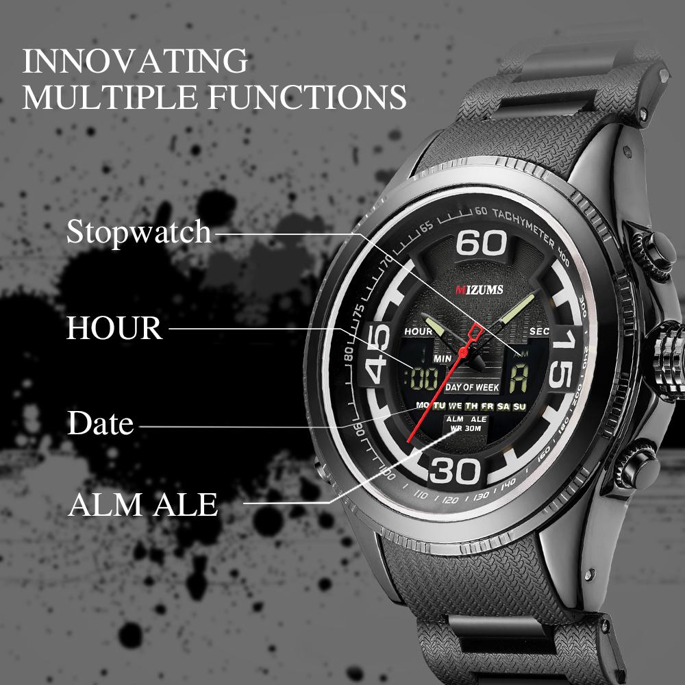 Đồng hồ thời trang MIZUMS Nam hợp kim kỹ thuật số Analog