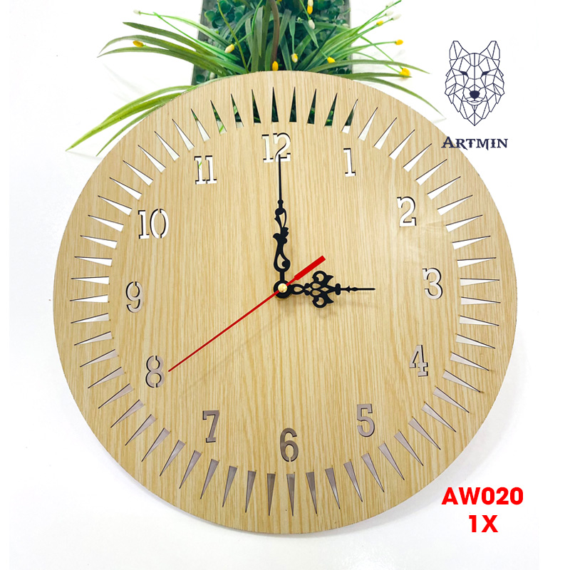 AW020 - Đồng Hồ Gỗ Treo Tường – Décor Trang Trí Hoa Hướng Dương