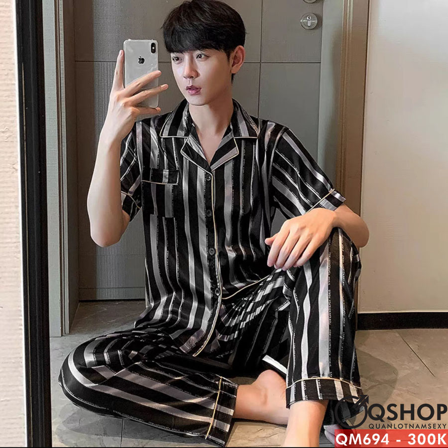 Bộ đồ pijama nam lụa satin cao cấp QSHOP QM694