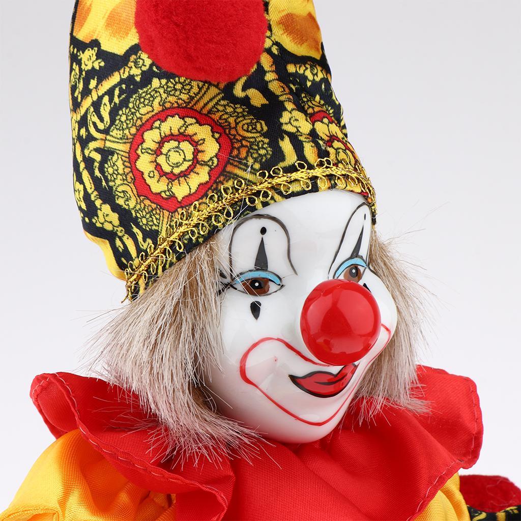 Porcelain Clown Doll Hanging Foot Harlequin Doll Home Display Ornament B