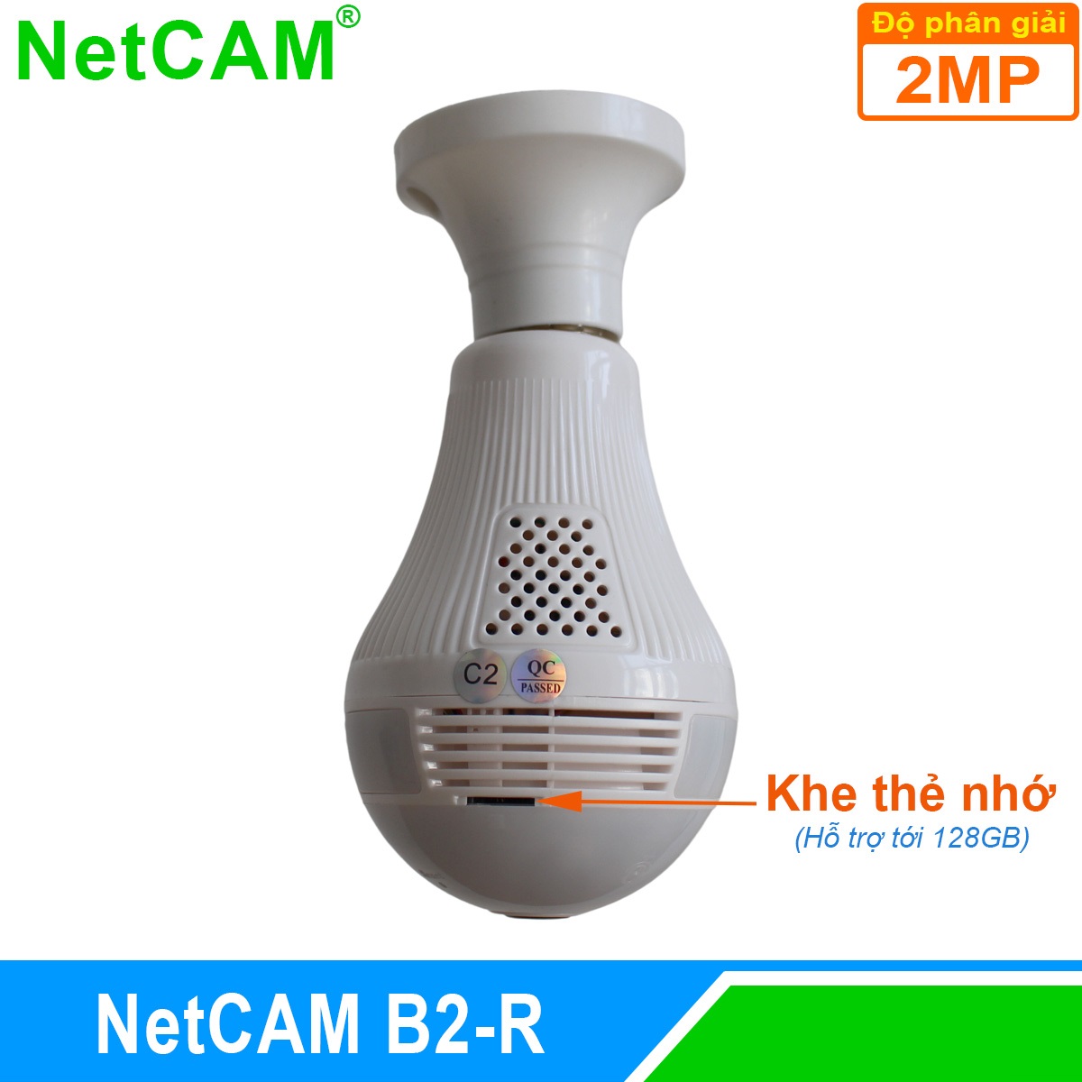 Camera IP WiFi Quan Sát Toàn Cảnh 360 độ NetCAM B2R, Độ phân giải 2.0MP - Hàng Chính Hãng