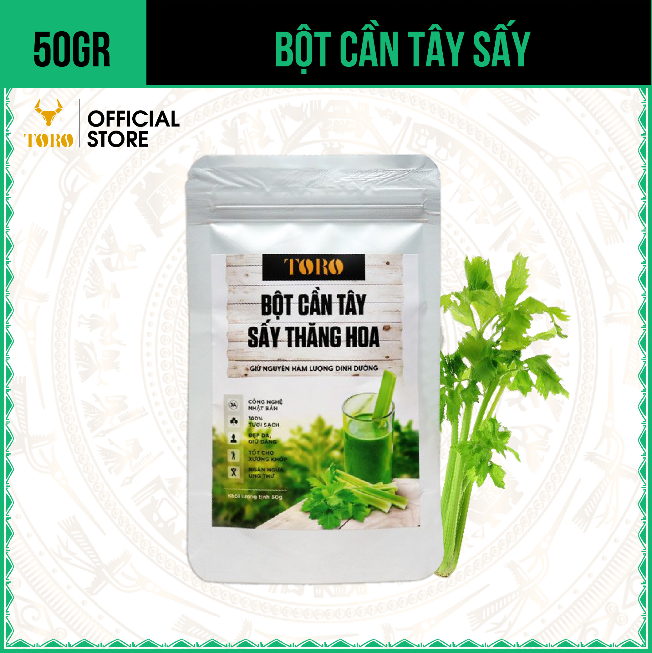 [50GR] Bột Cần Tây Sấy Lạnh Toro Nguyên Chất 100% | TORO FARM