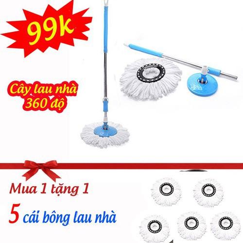 Cây lau nhà 360 độ tặng kèm 5 bông lau tiện dụng