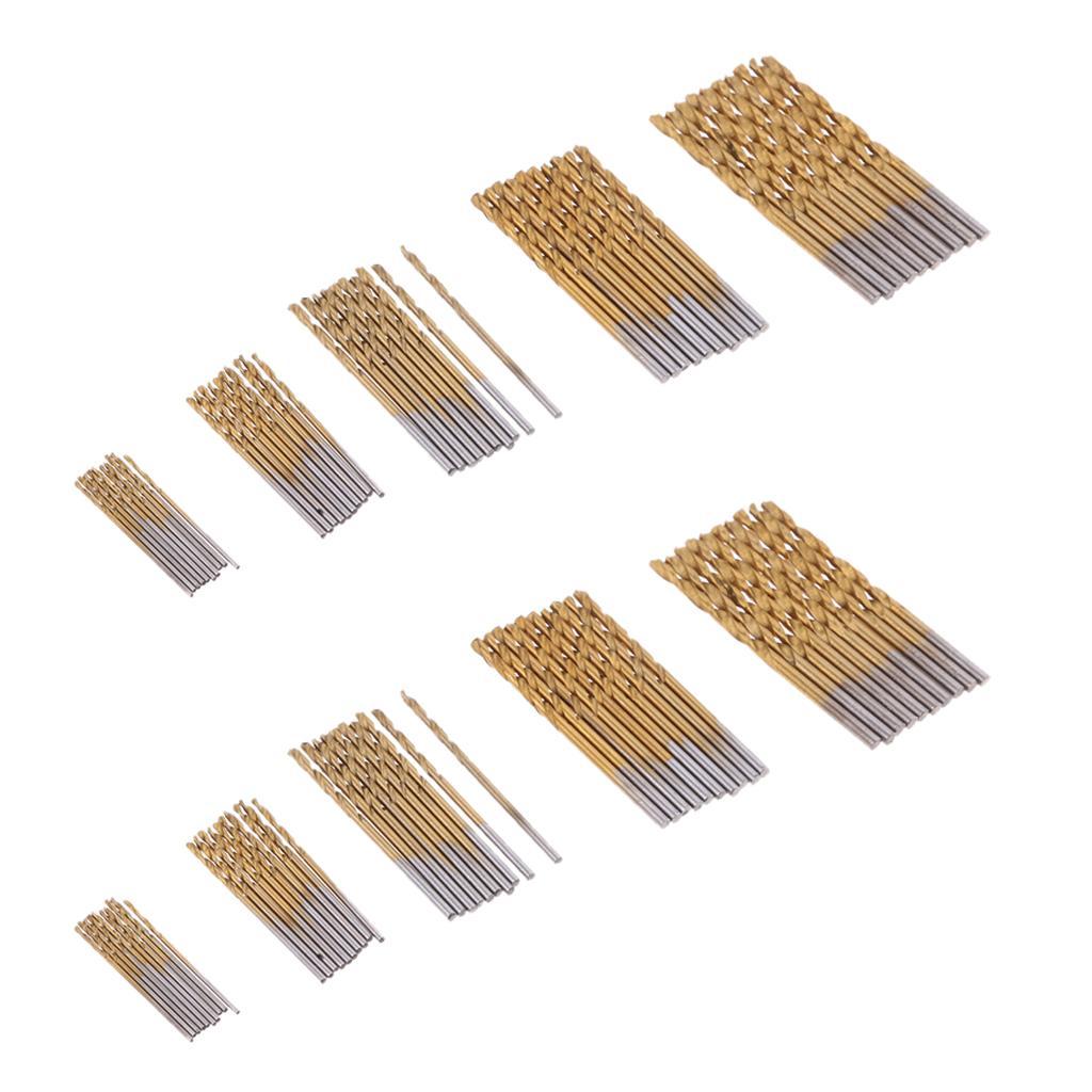 100 Pieces HSS Titanium Drill Bit Set Twist Drill Straight Shank 1.0mm-3.0mm