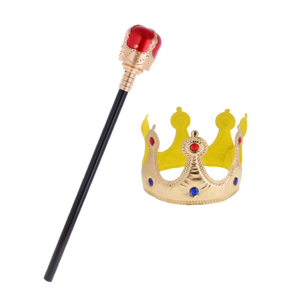 Royal Crown & Scepter Kids King Queen Costume Accessories Party Fancy Dress