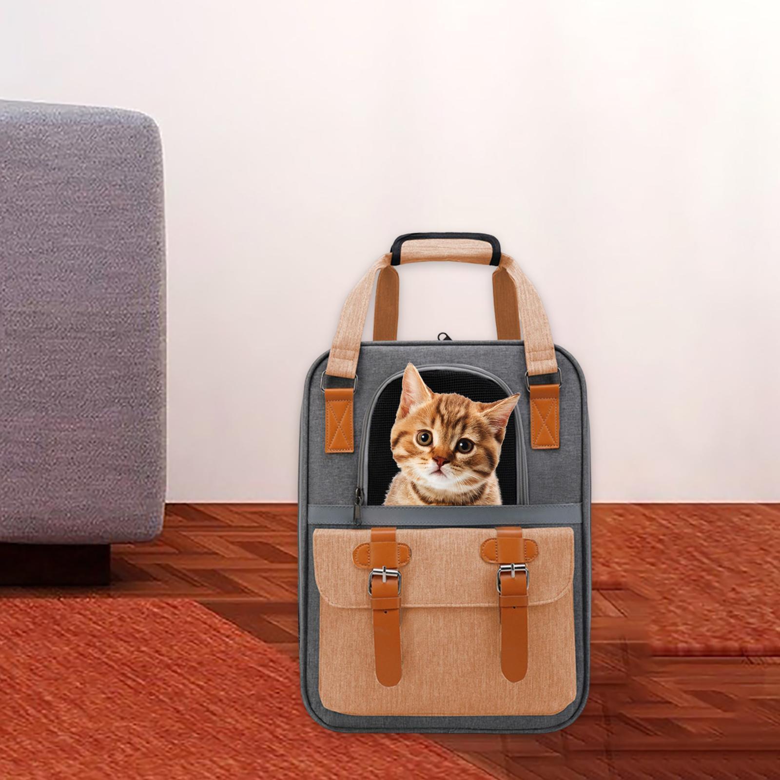 Portable Cat Carrier Backpack Dog Travel Bag with Shoulder Strap for Kitten
