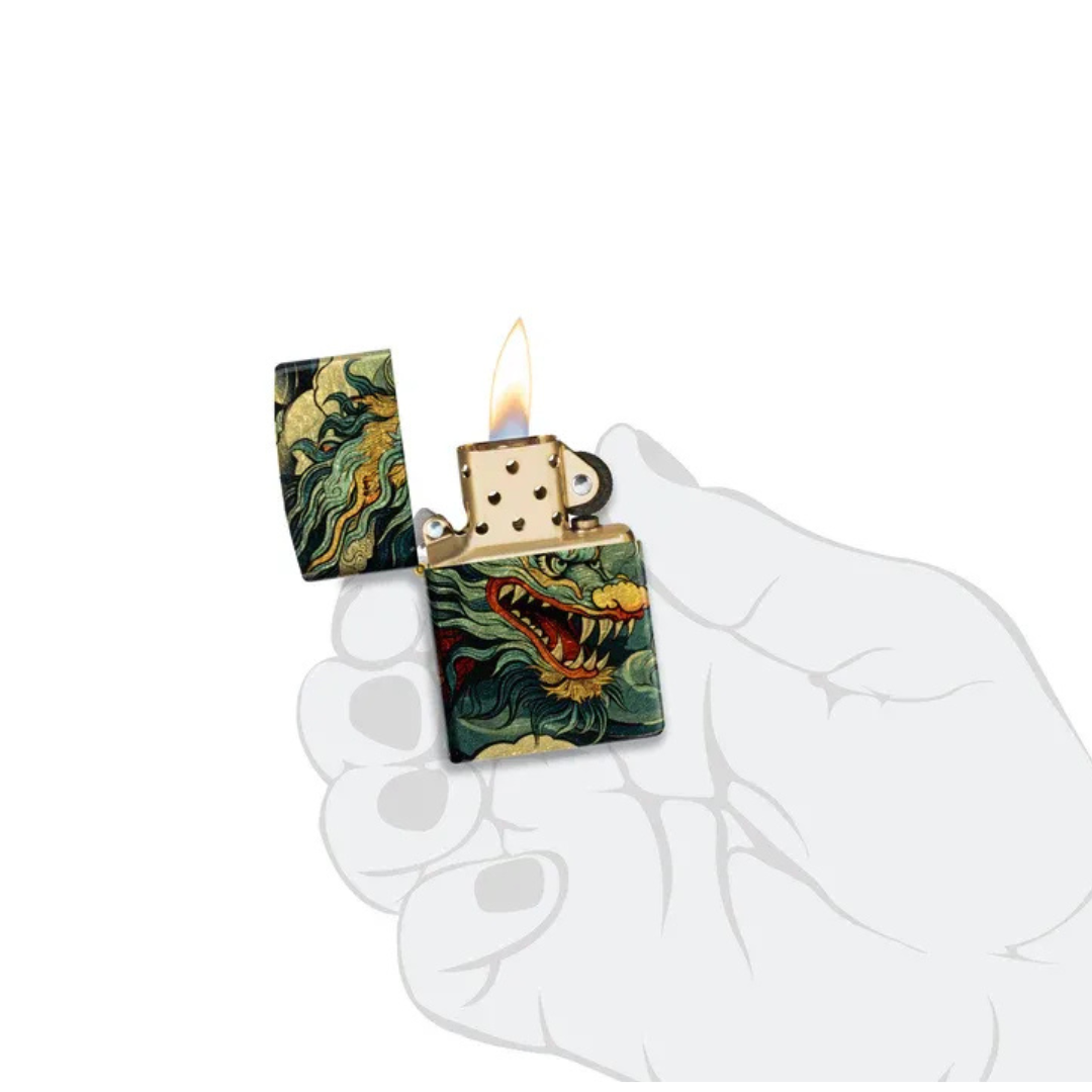 Bật lửa Zippo Dragon Fusion - Thiết Kế Rồng Vàng In Tràn Viền 540 Fusion Chính Hãng Mỹ, Vỏ Đồng Thau Tumbled Brass Cao Cấp