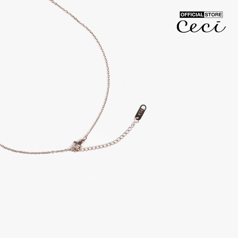 CECI - Dây chuyền nữ sợi mảnh phối mặt đính đá tròn sang trọng CC4-01000108-24