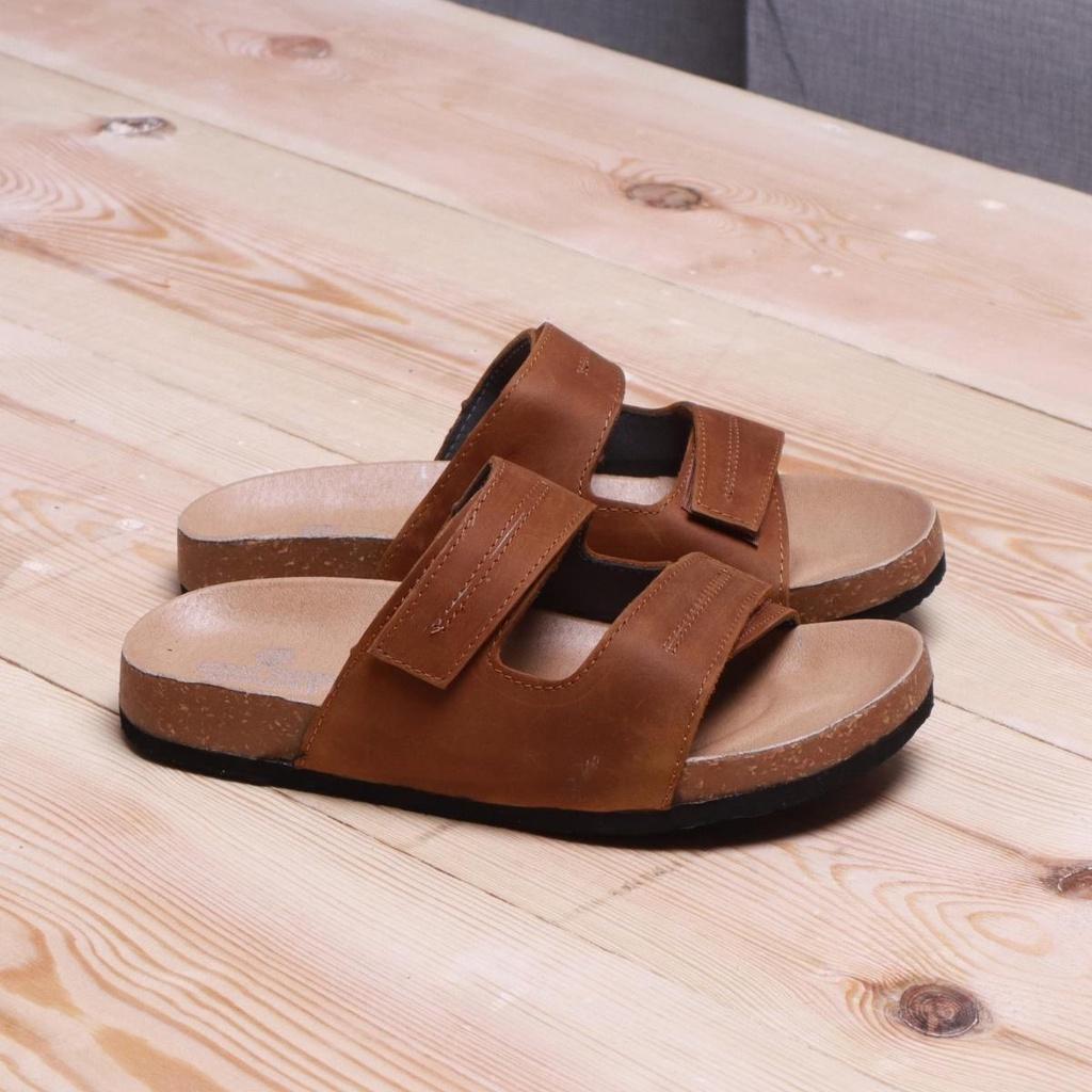 Dép da bò đế trấu, Sandal da bò sáp, may thủ công Lucas Shoes, bảo hành 6 tháng