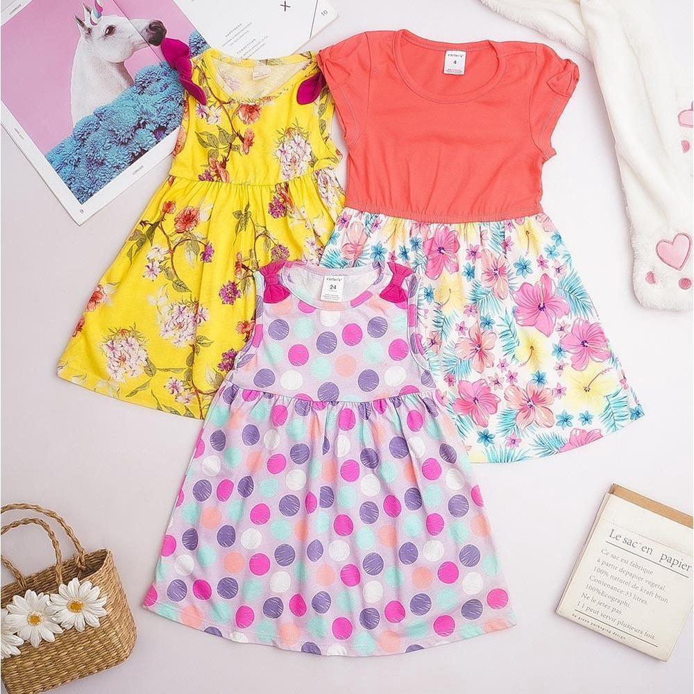 Set 3 chiếc váy đầm bé gái thun cotton xuất dư 2 chiều cực đẹp mềm mát thấm mồ hôi MamLa