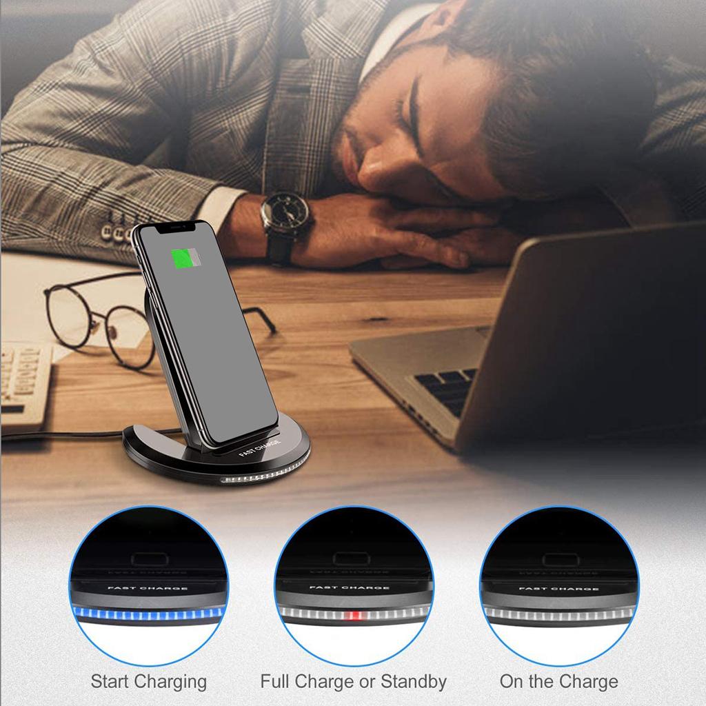 10W Qi Wireless Fast Charger Charging Stand Dock For SamsungS8 S9 S10