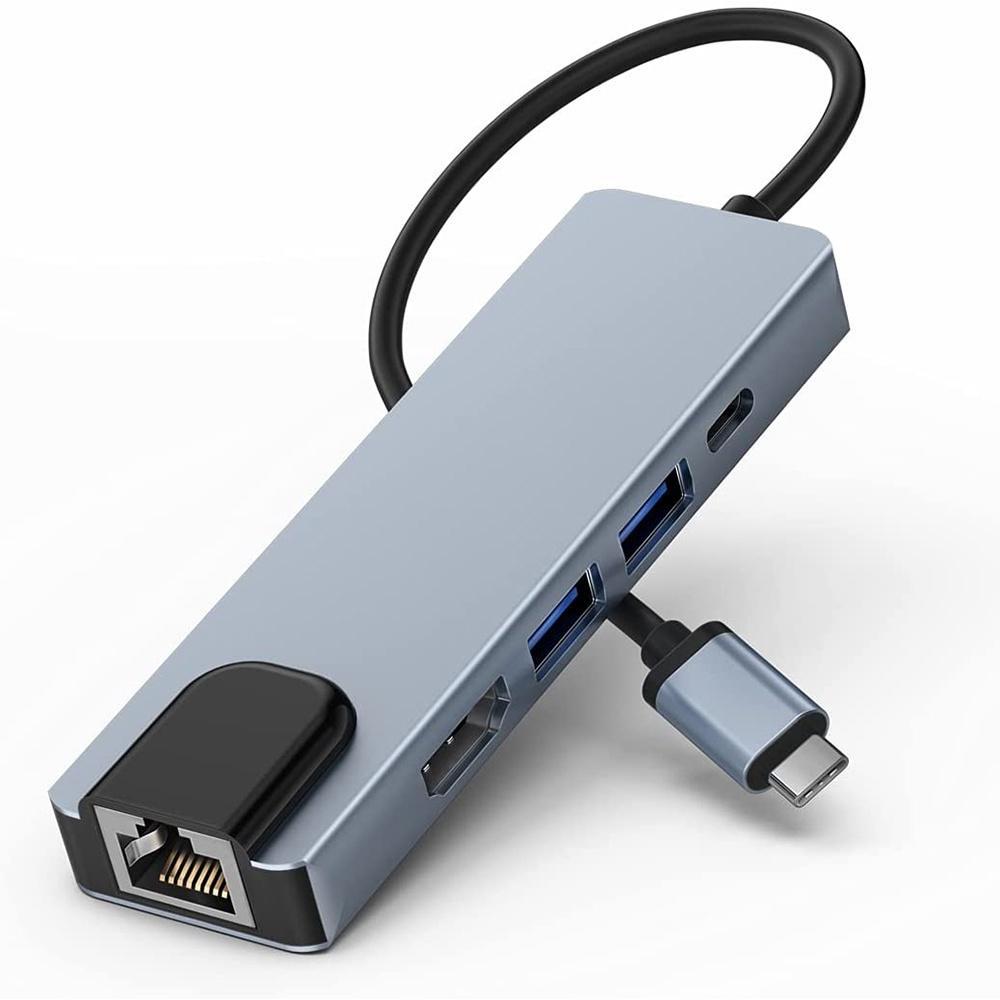 Đầu chia cổng Hdmi 5 trong 1 5 cổng Usb 3.0 Type C thẻ mạng 5 cổng Type C