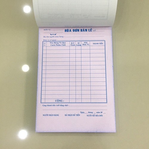 Combo 10 cuốn Hoá đơn bán lẻ 3 liên - 13 x 19cm