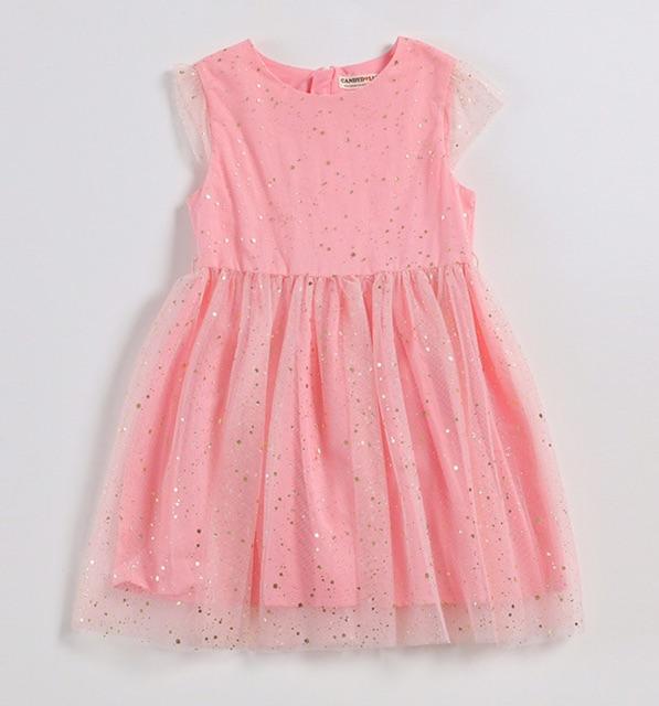 Váy voan hồng lấp lánh 2-8T