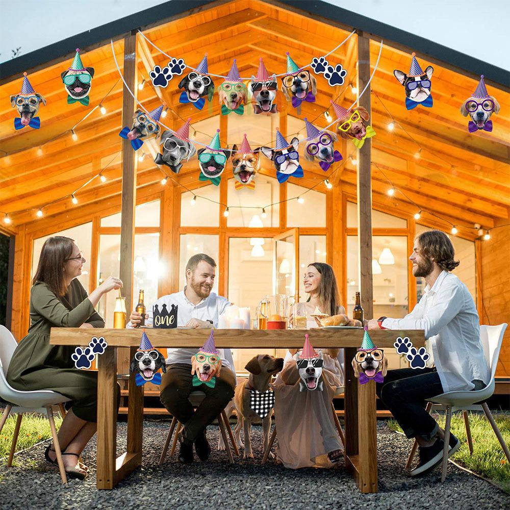 Chó Biểu ngữ sinh nhật Vòng hoa sinh nhật Tiệc theo chủ đề chó Trang trí cờ đuôi nheo Trang trí tiệc cho bé Tắm
