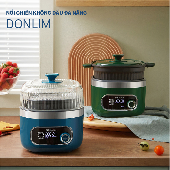 Nồi Chiên Không Dầu DONLIM (2,5L) Bộ có nồi nấu lẩu - Hàng Chính Hãng