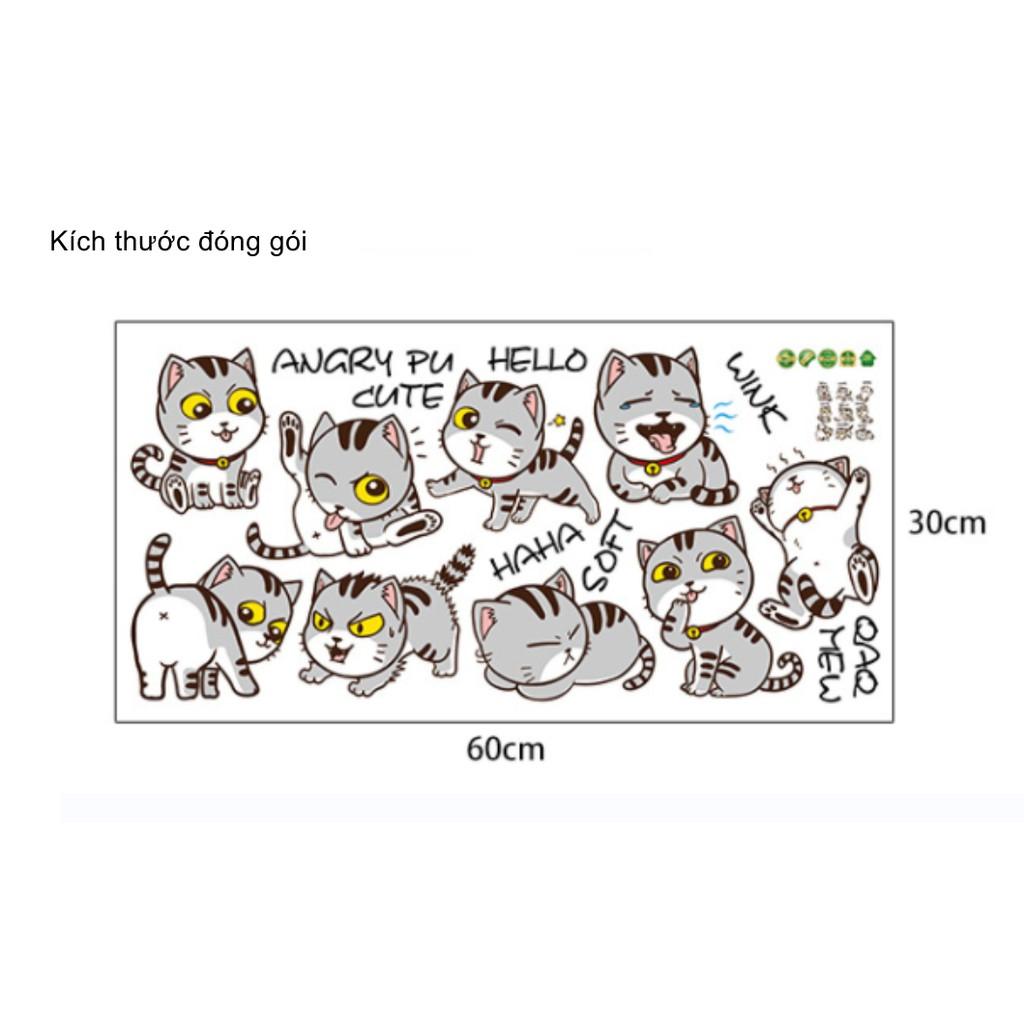 Decal dán tường trang trí - MÈO CON TINH NGHỊCH