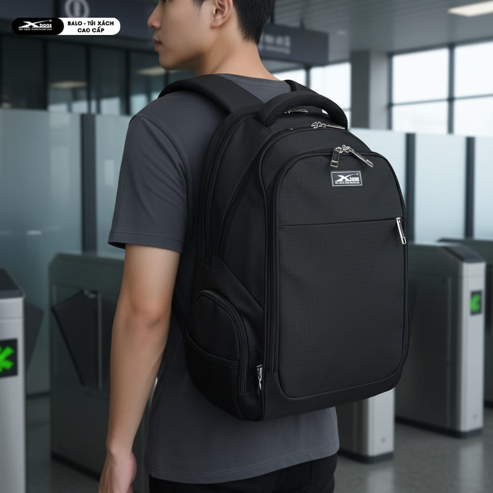 Balo Du Lịch Lớn Xbags Travel Màu Đen Đựng Laptop 17 Inch, Nhiều Ngăn Rộng Rãi, Chống Nước, Siêu Nhẹ, Cá Tính Cao Cấp XB1002!