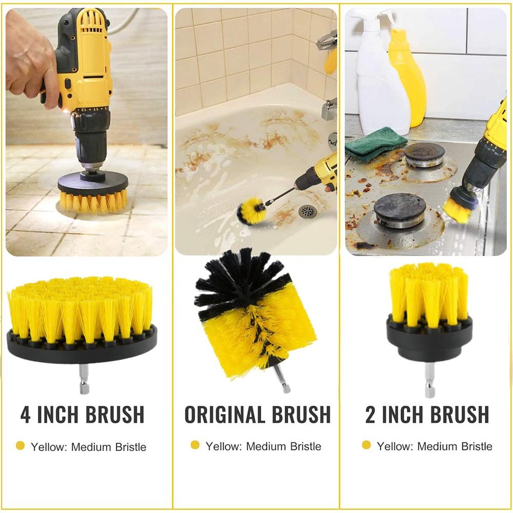 Electric Power Scrubber Drill Brush Kit Bathroom Tile Grout Drill Brush Plastic Round Nylon Carpet Glass Brushes Cleaning Tool
