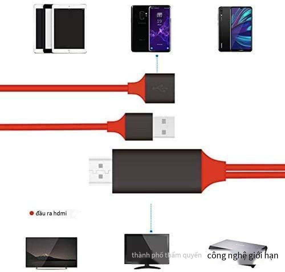 Ưu đãi đặc biệt Đầu cái USB sang HDMI với nguồn điện Android Pingguo Cáp trình chiếu độ nét cao đầu cái USB để hỗ trợ các hệ thống khác nhau