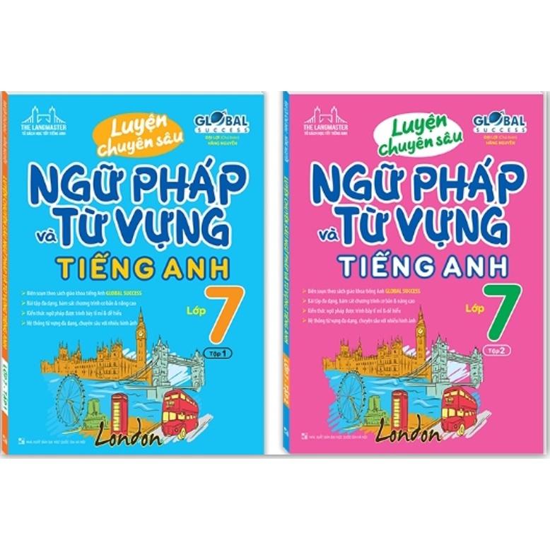Sách - Combo 2 cuốn Luyện chuyên sâu ngữ pháp và từ vựng tiếng anh lớp 7 tập 1 + 2