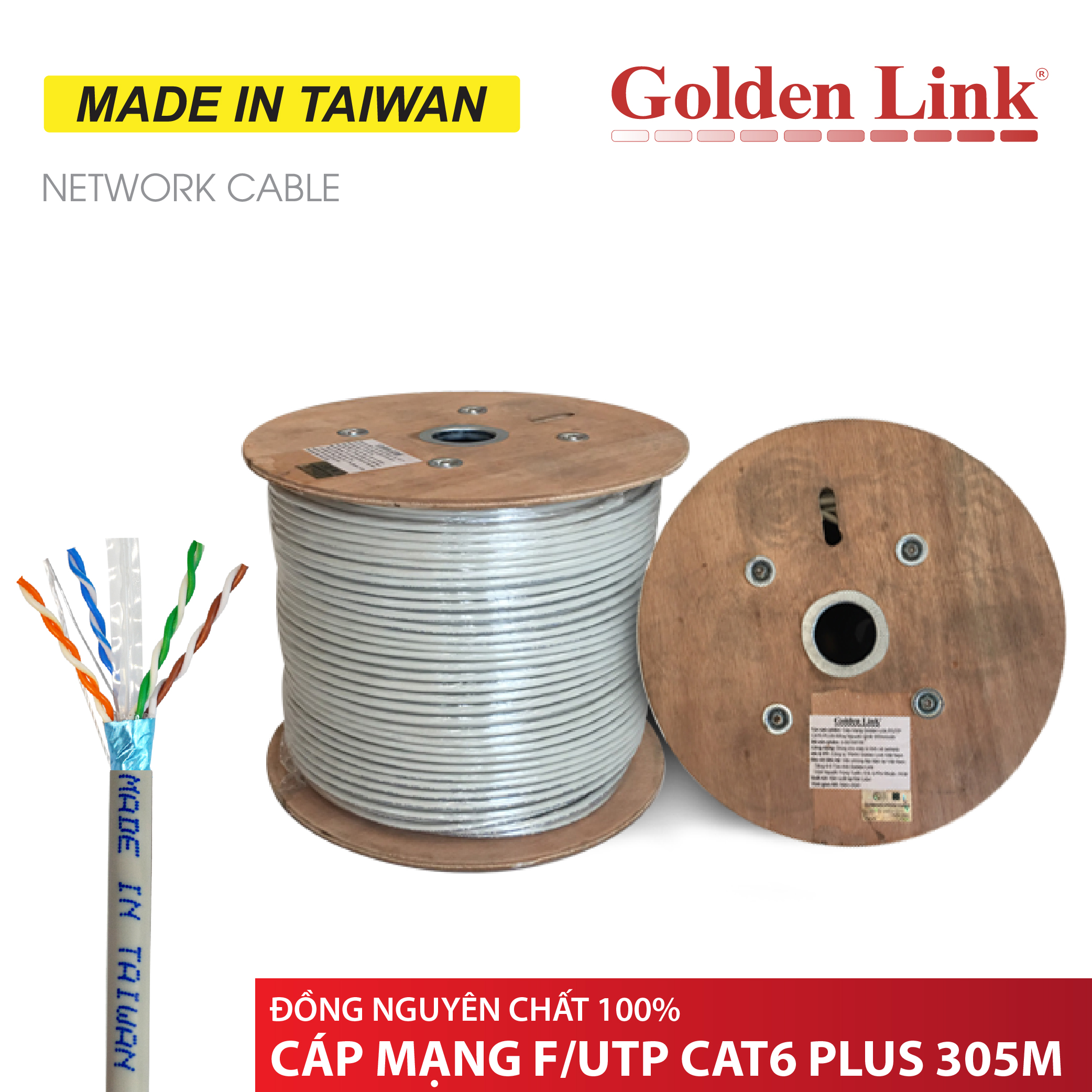 Cáp Mạng F/UTP CAT6 PLUS 305M Đồng Nguyên Chất 100% - Hàng chính hãng