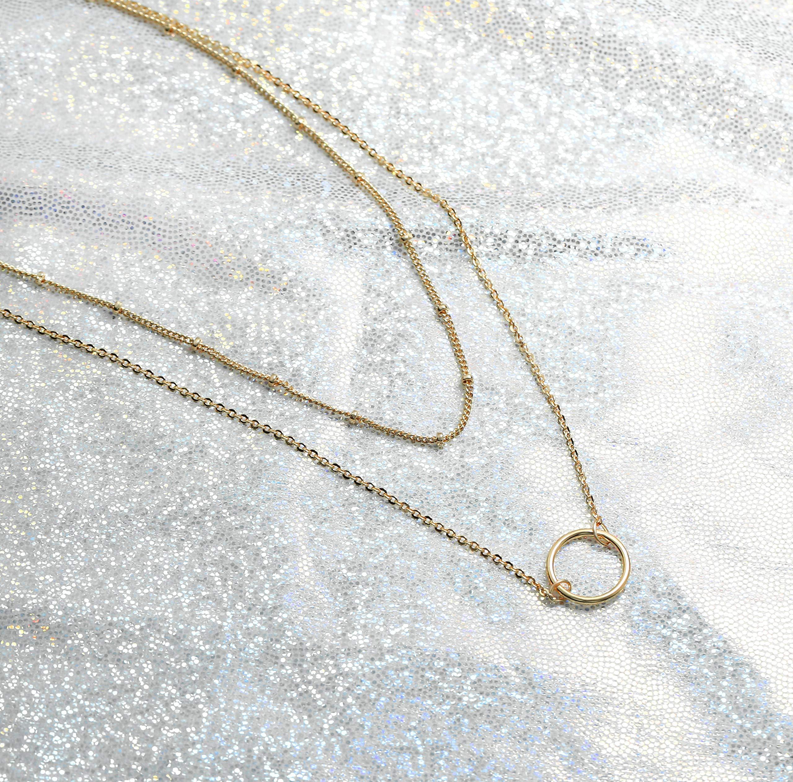 Vòng cổ trái tim xếp lớp mặt dây chuyền bằng thủ công 18K Vàng mạ vàng Vòng cổ Vòng cổ Vòng cổ tinh tế