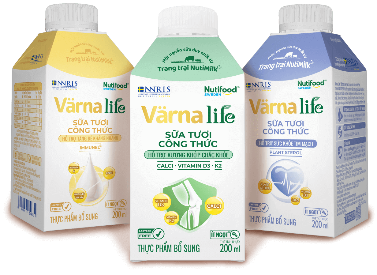 Thùng Thực phẩm bổ sung Värna Life sữa tươi công thức (Tím) (12 hộp x 200ml)