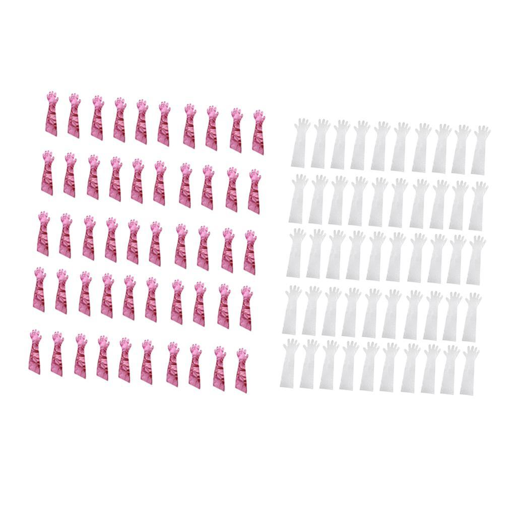 100pcs Long Arm Length Disposable Pond/Aquarium Veterinary Gloves 86x26.5cm