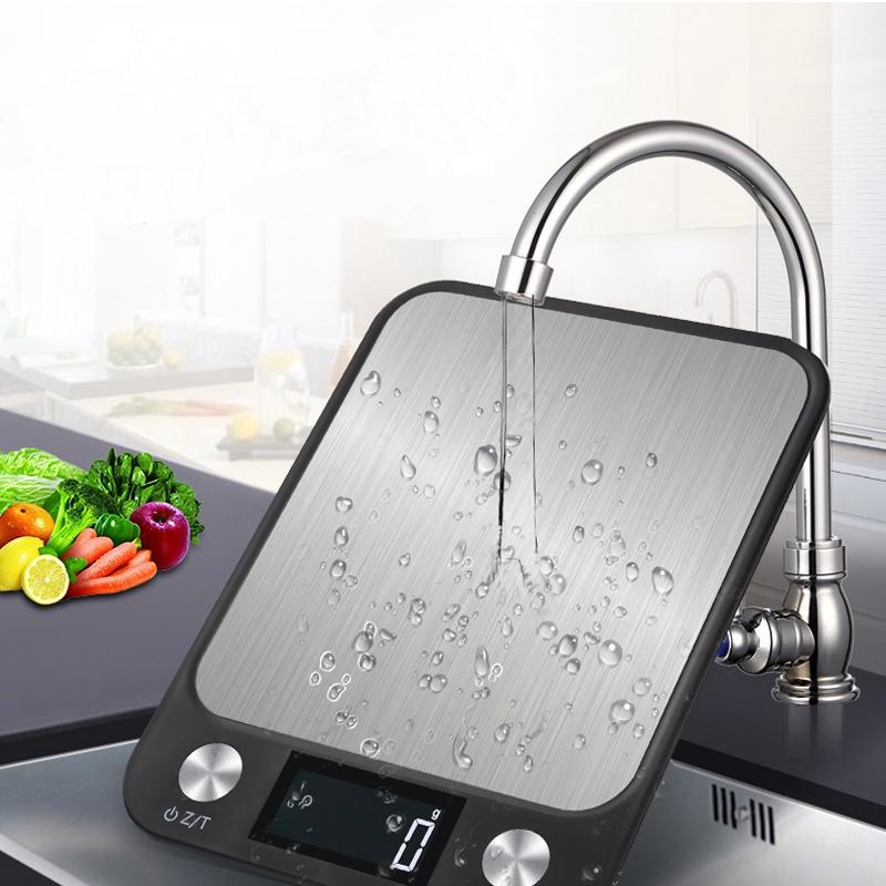 Cân điện tử cân thực phẩm dùng trong nhà bếp cao cấp thép không gỉ chống nước NÚT CẢM ỨNG 5KG/1G hoặc 10KG/1G (Đen)