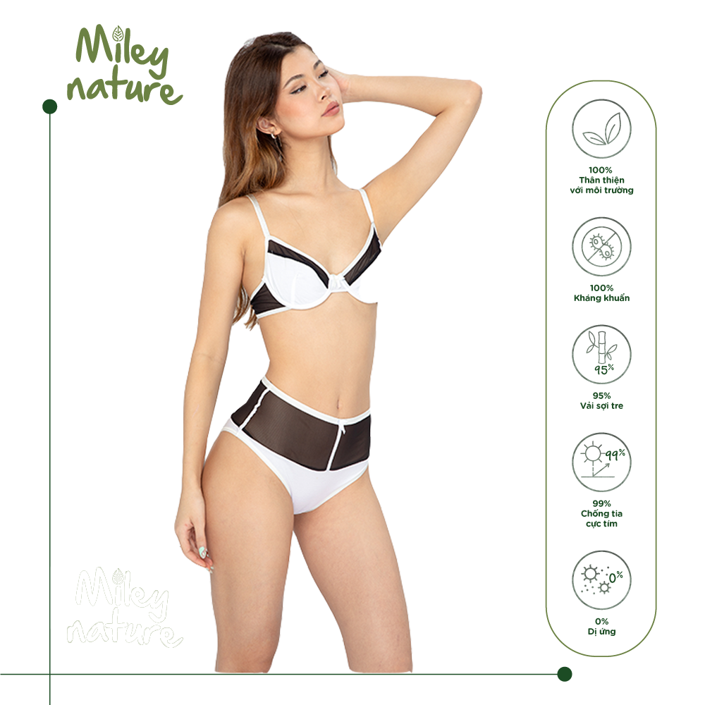 Bộ Đồ Lót Phối Lưới Sexy Có Gọng Không Mút Vải Sợi Thiên Nhiên Cao Cấp BamBoo Miley Lingerie BRB02002-FBM0205