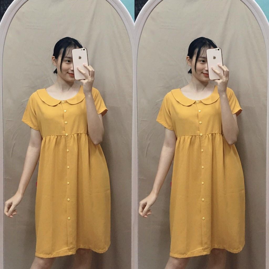 Váy bầu sau sinh công sở MÙA HÈ dambauxinh-BBA943 cổ bẻ dáng suông, chất lụa thái mềm mát Freesize