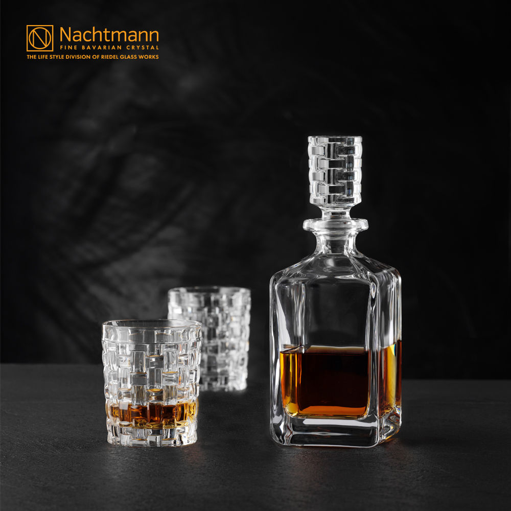 Bộ bình &amp; ly pha lê whisky Nachtmann Bossa Nova 3 món - Hàng chính hãng Đức