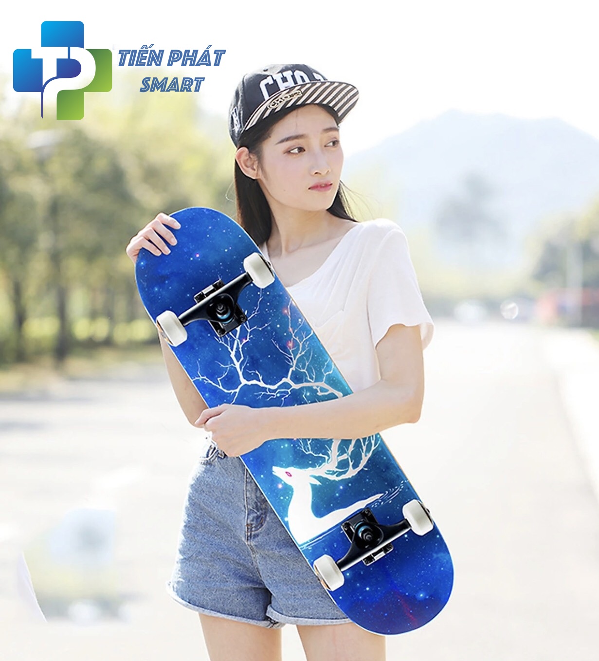 Ván Trượt Mặt Nhám Chống Trơn Trượt, Họa Tiết Galaxy Hình Hưu Lạ Mắt, Size Lớn 80cm x 20cm, Bánh Cao Su PU